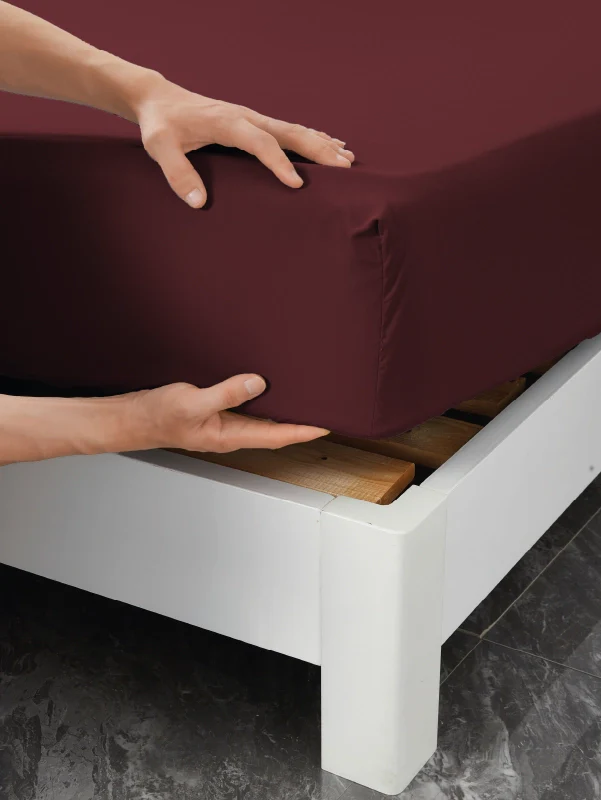 Burgundy Bamboo Pillow Cases Sets - Hypoallergenic Soft Pillowcase Set - Image 2